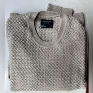 Abercrombie & Fitch Textured Knit Cream Crewneck Sweater